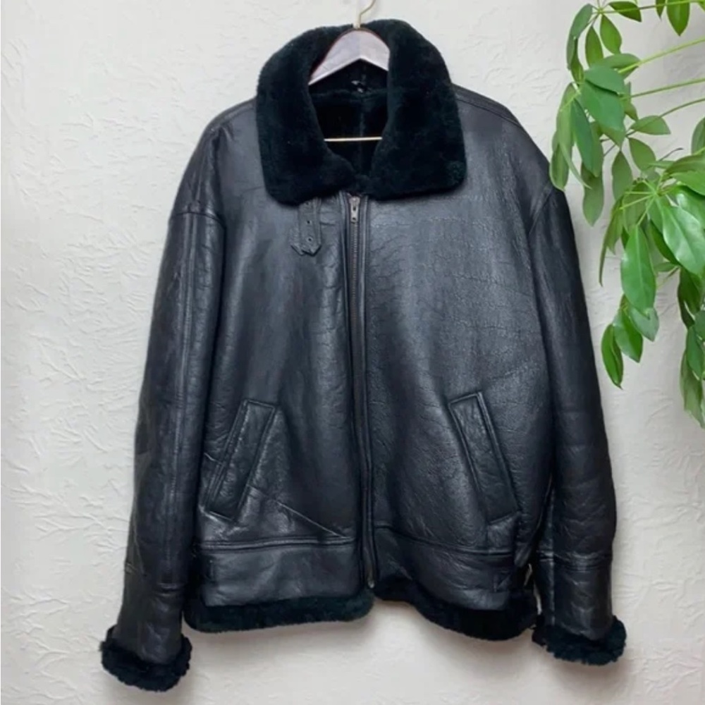 Raffaelo Leather Sherpa Lined Biker Jacket